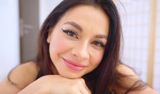 Russian girl took off her leggings and lit up an appetizi...