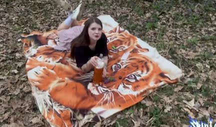 The guy tore off the Russian girlfriend in the cap right in nature