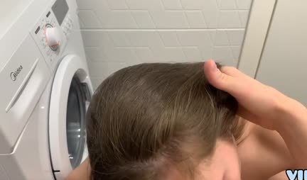 Skinny Russian girl gets a hard cock in the bathroom