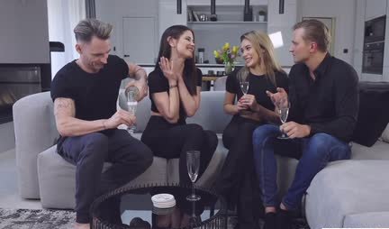 Four friends had a hot group sex on the couch