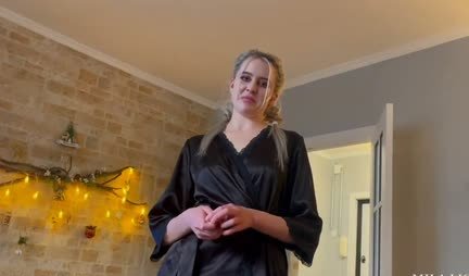 Russian chick in stockings got cancer in front of a neighbor