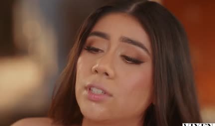 The girl with her big tits jerks off her lover's penis