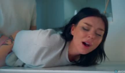 Russian bitch gently groans from rough pussy penetration