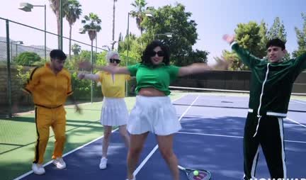 Hot moms try young cocks during gangbang