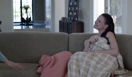 Young lesbians arrange group sex on the couch