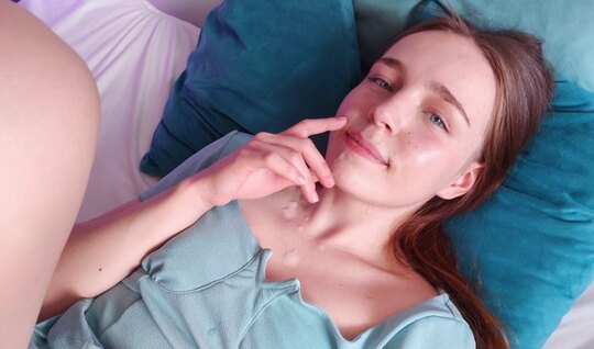 Young cutie with a smooth pussy gently moans from penetra...