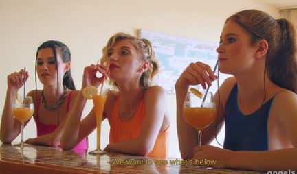 Hot lesbians take turns trying hard male cock