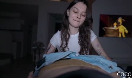 Russian excited bitch wet pussy sat on the guy's face