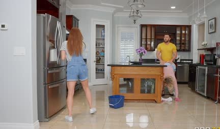 The guy is cheating on his girlfriend with a puffy housekeeper