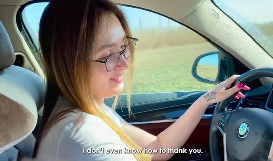 Stepmom gave a great blowjob to her stepson in the car