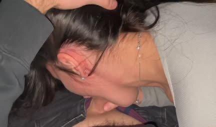 Russian bitch with big tits gives a blowjob in the car