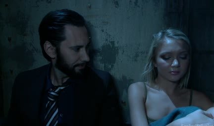 Blonde on a chain enjoys rough BDSM sex with her lover