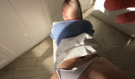 Russian chick in white panties gets great doggy style fucking