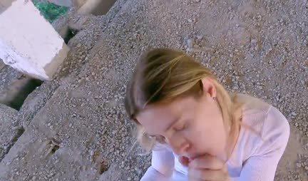 Young chick gets fucked in POV on the street