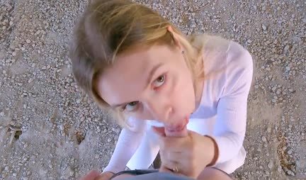 Young chick gets fucked in POV on the street