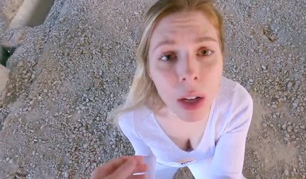 Young chick gets fucked in POV on the street