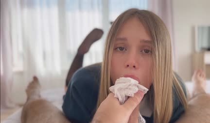 Russian chick took off her panties and the guy punished her with hard sex