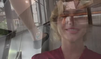 Russian secretary in stockings exposed her pussy for penetration