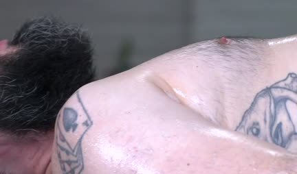 Two masseuses with great tits have a threesome with a bearded man