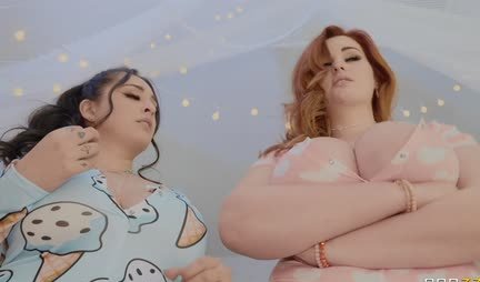 Lesbians with big tits try a young guy's cock