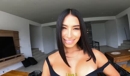 Beautiful brunette with big tits gets fucked POV