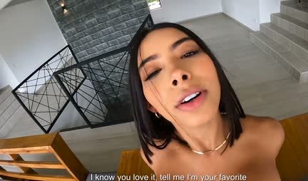 Beautiful brunette with big tits gets fucked POV