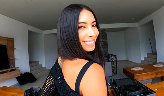 Beautiful brunette with big tits gets fucked POV