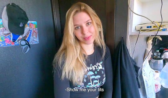 Russian chick stood up doggy style to get fried in the fi...