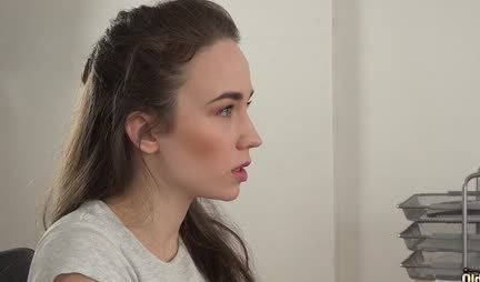 A young chick climbed on an old penis for work in the office