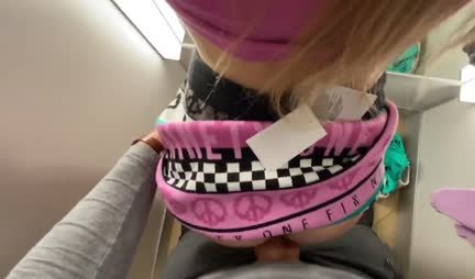 A guy fries a slender chick in the pussy in the first person in the fitting room