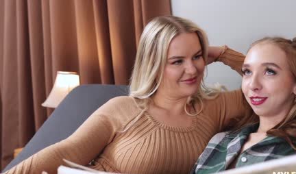 Mom taught a sex lesson to a young couple, FFM sex