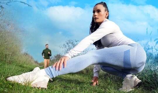 A brunette in tights did not refuse sex with her new friend