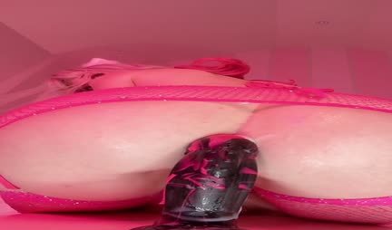 Blonde girl actively fucks her holes with sex toys