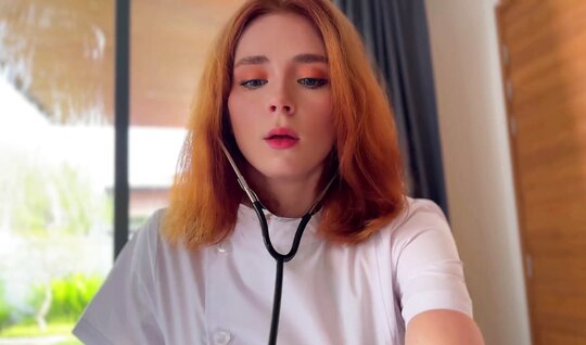 Russian red-haired chick examined the penis and decided t...