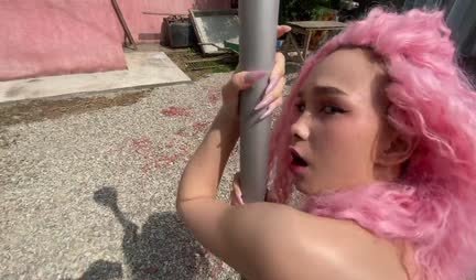 A young Russian chick actively fucks a guy on the street