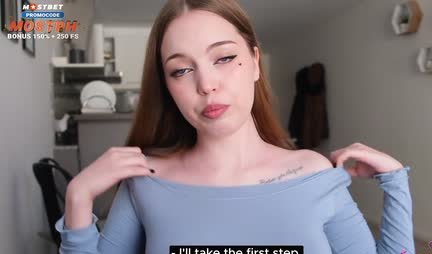 Russian girl offered her smooth pussy for a strong dick