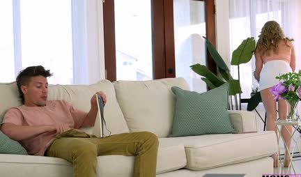 Busty mother is always ready to help her stepson with a boner