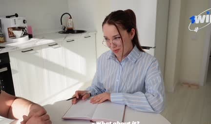 Young Russian student sucks her tutor's shaft