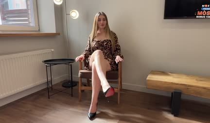Russian courtesan seductively stood doggy style in front of her client