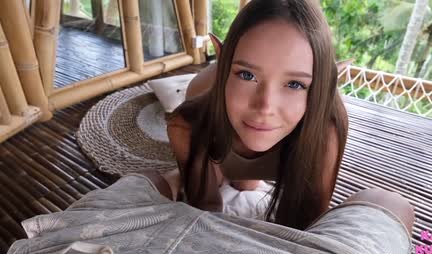 Beautiful Russian girl sweetly sucks her boyfriend