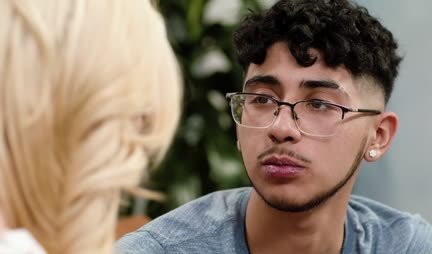 A modest guy touches the big tits of a mature woman