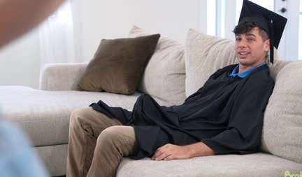 The girls congratulated the student on his graduation by having FFM sex