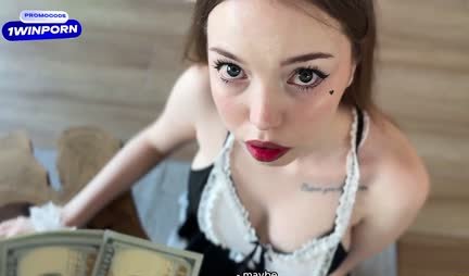 The young housekeeper turned out to be able to give a great blowjob