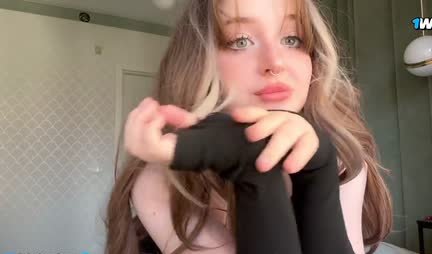 Russian cutie with natural tits masturbates pussy