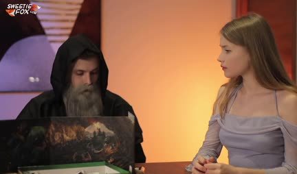 Russian girl arranged role-playing games with a friend in the forest