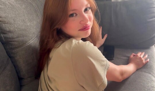 The red-haired girl made the guy hot to the limit with a ...