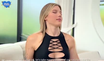 Russian blonde deftly straddles her friend's strong trunk