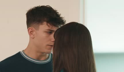 With big tits, the mother cheered up the young guy