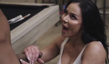 A mature woman doesn’t want to play billiards, but wants to touch the black man’s balls