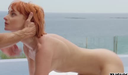 The red-haired girl got a strong shaft in her tight anal and came